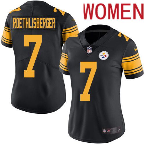 Women Pittsburgh Steelers 7 Ben Roethlisberger Nike Black Vapor Limited Rush NFL Jersey
